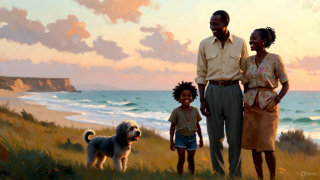黒人夫婦と愛犬と娘