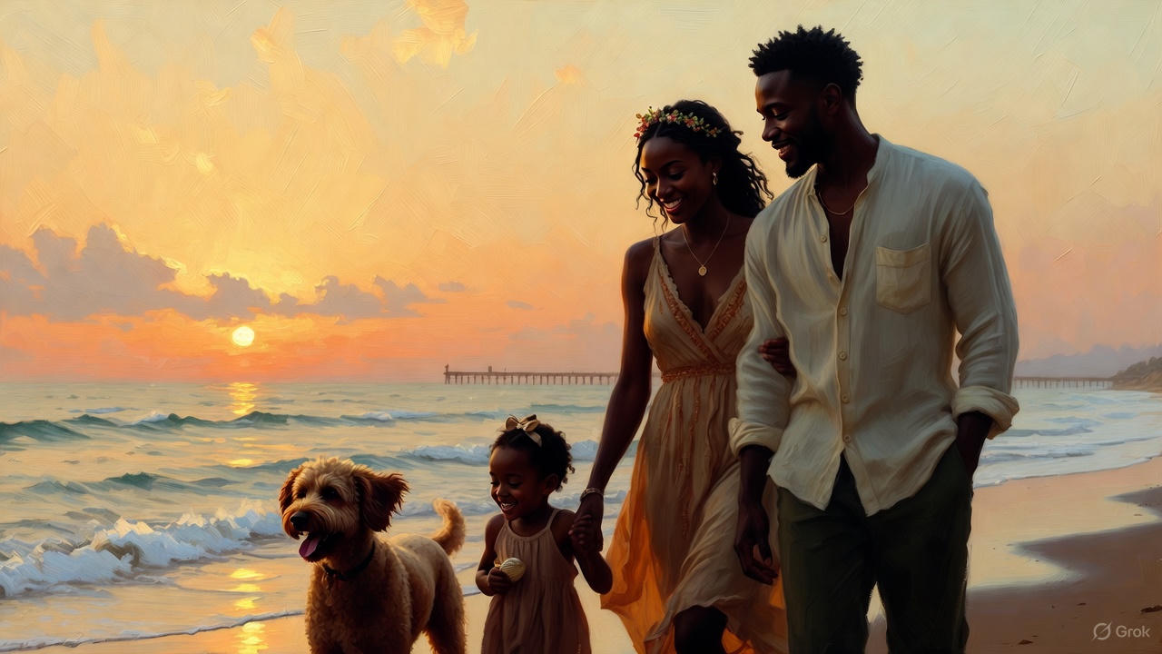 黒人夫婦と愛犬と娘
