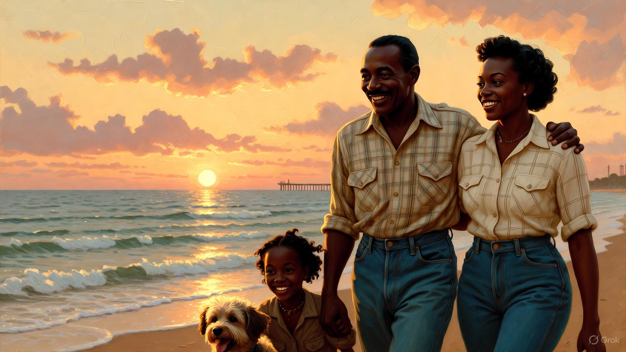 黒人夫婦と愛犬と娘