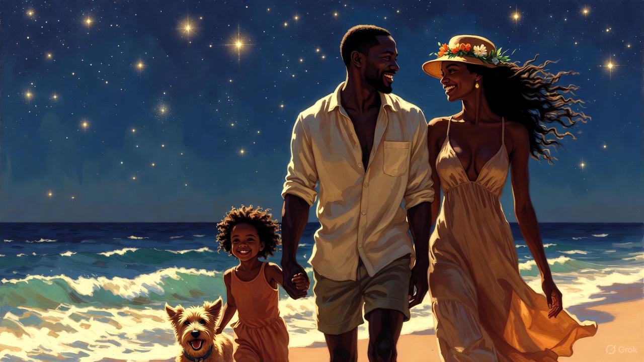 黒人夫婦と愛犬と娘