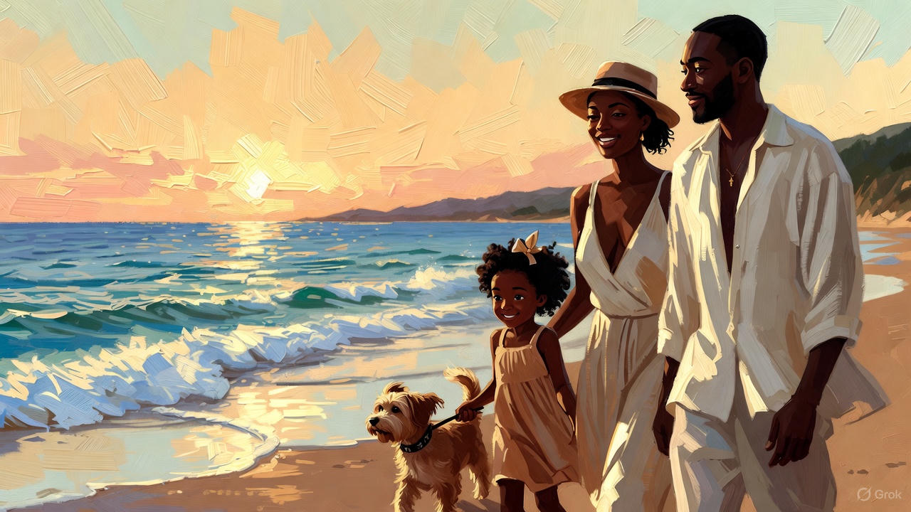 黒人夫婦と愛犬と娘