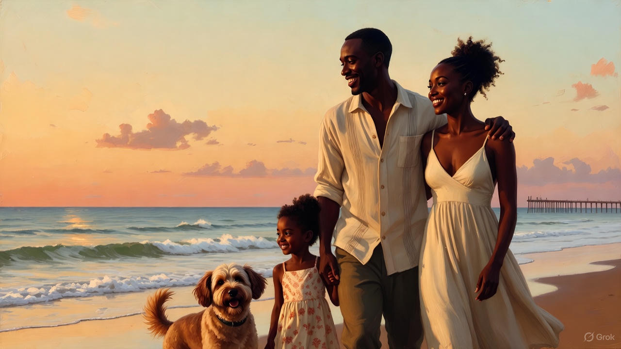 黒人夫婦と愛犬と娘