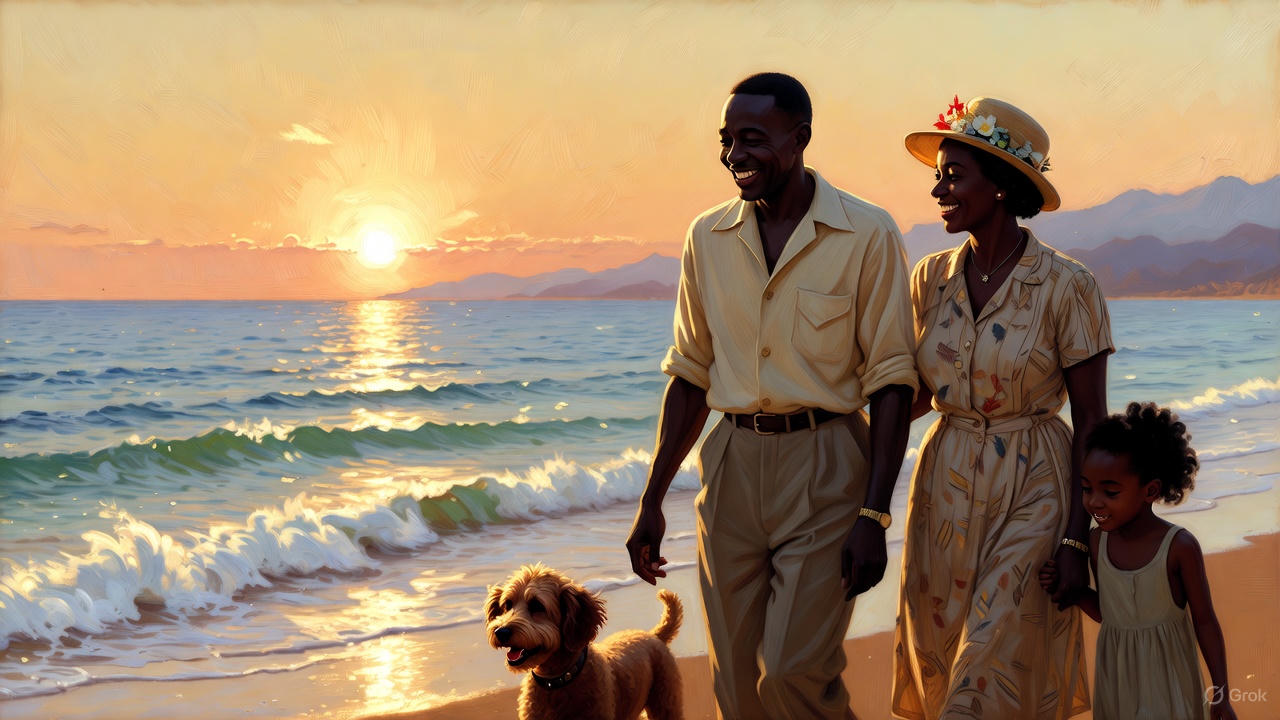 黒人夫婦と愛犬と娘