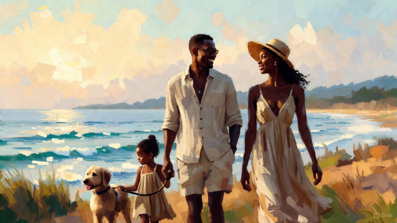 黒人夫婦と愛犬と娘