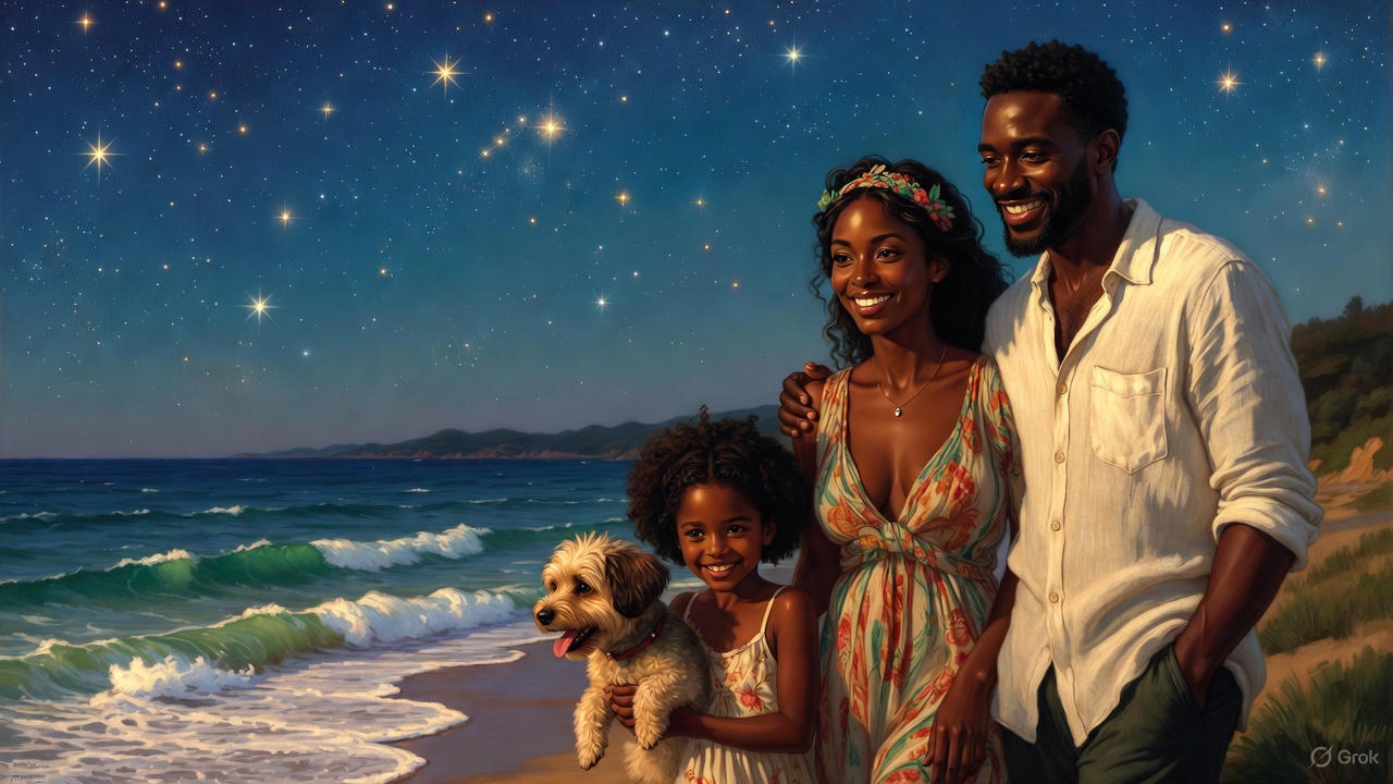 黒人夫婦と愛犬と娘