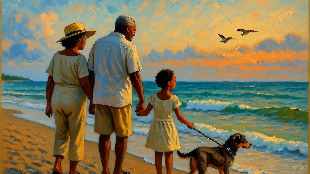 黒人夫婦と愛犬と娘