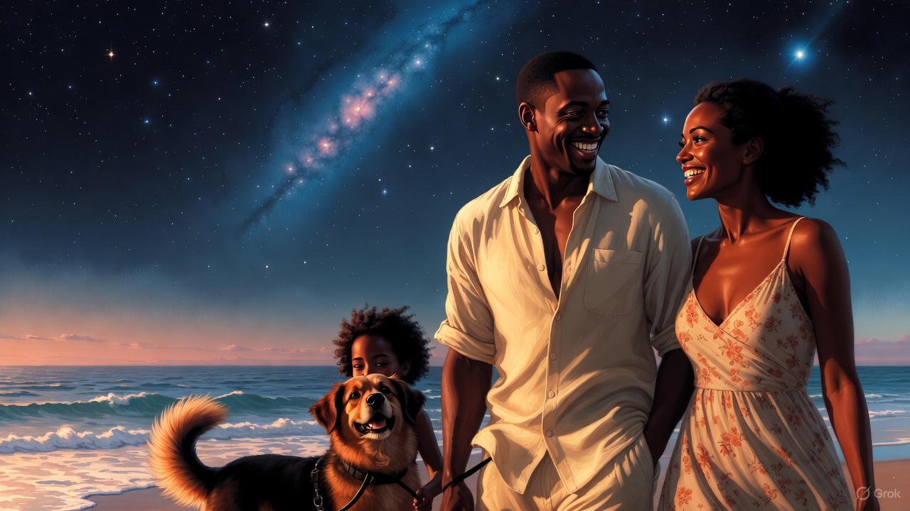 黒人夫婦と愛犬と娘