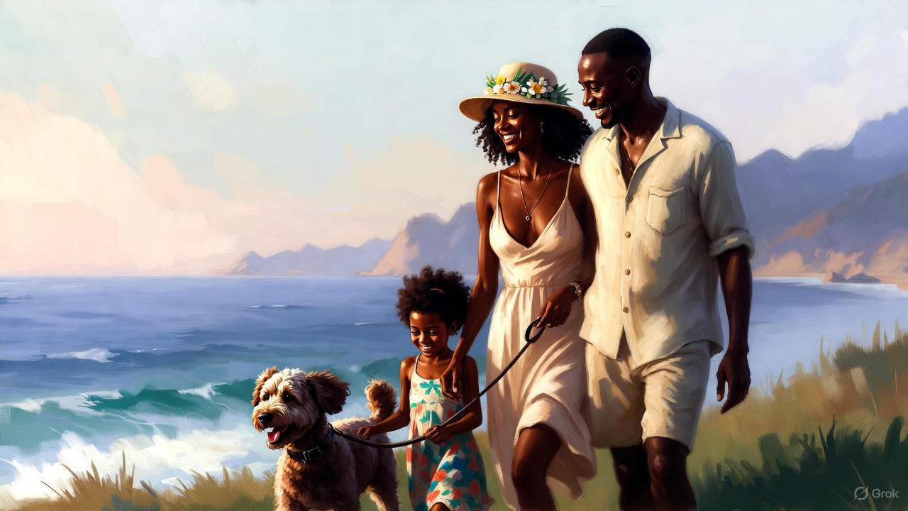 黒人夫婦と愛犬と娘