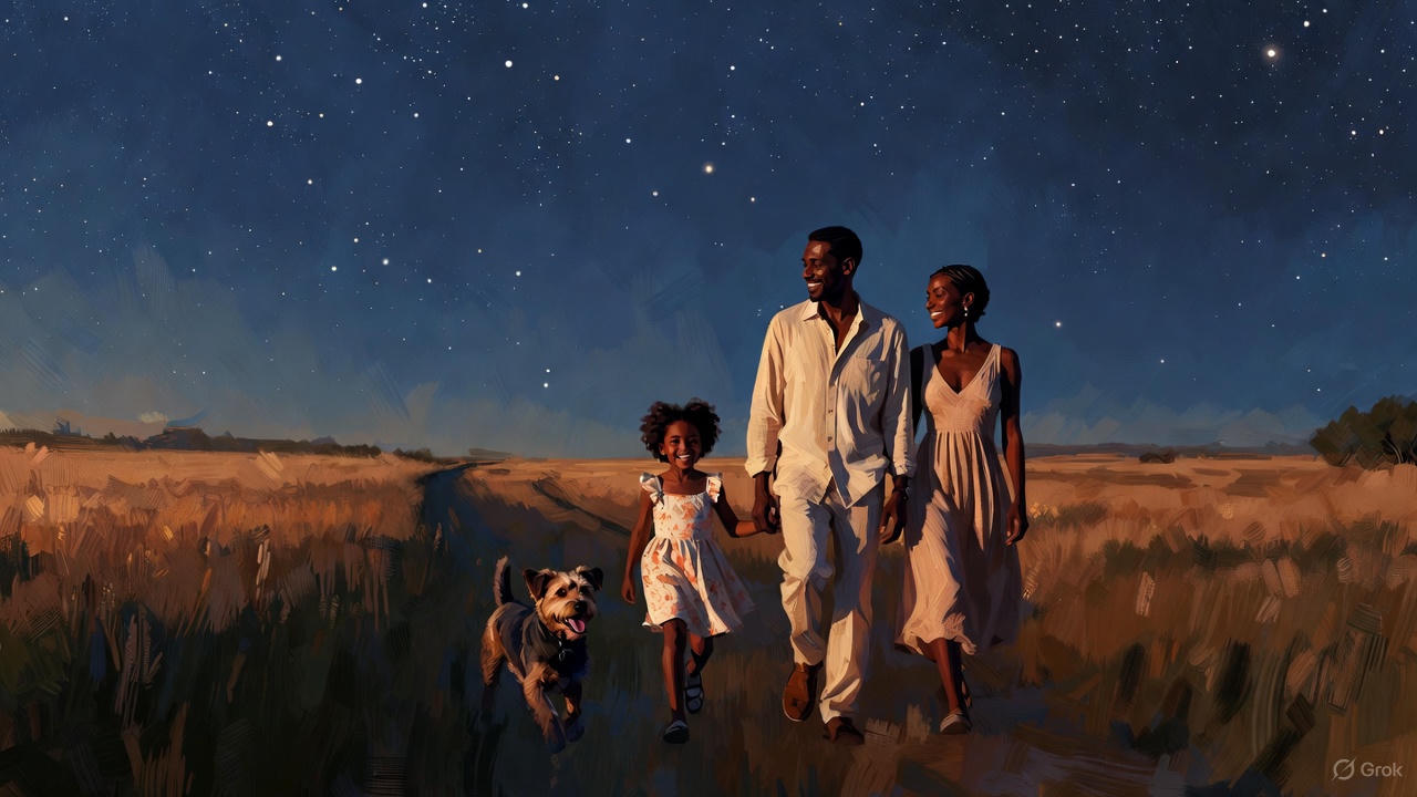 黒人夫婦と愛犬と娘