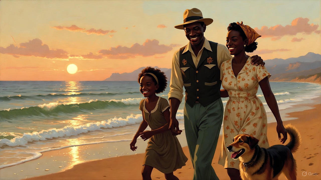 黒人夫婦と愛犬と娘