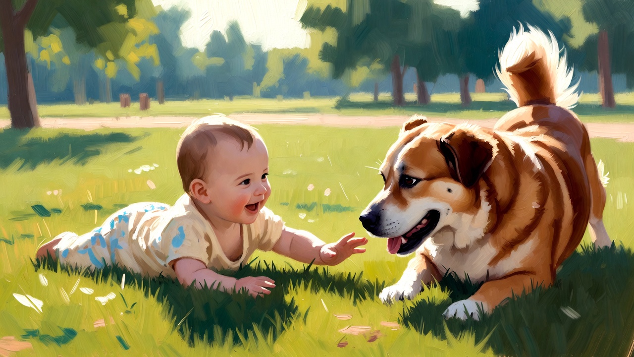 赤ちゃんと愛犬