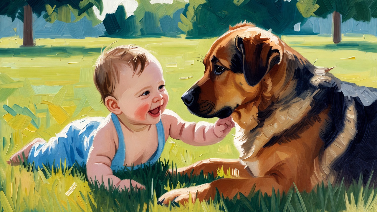 赤ちゃんと愛犬