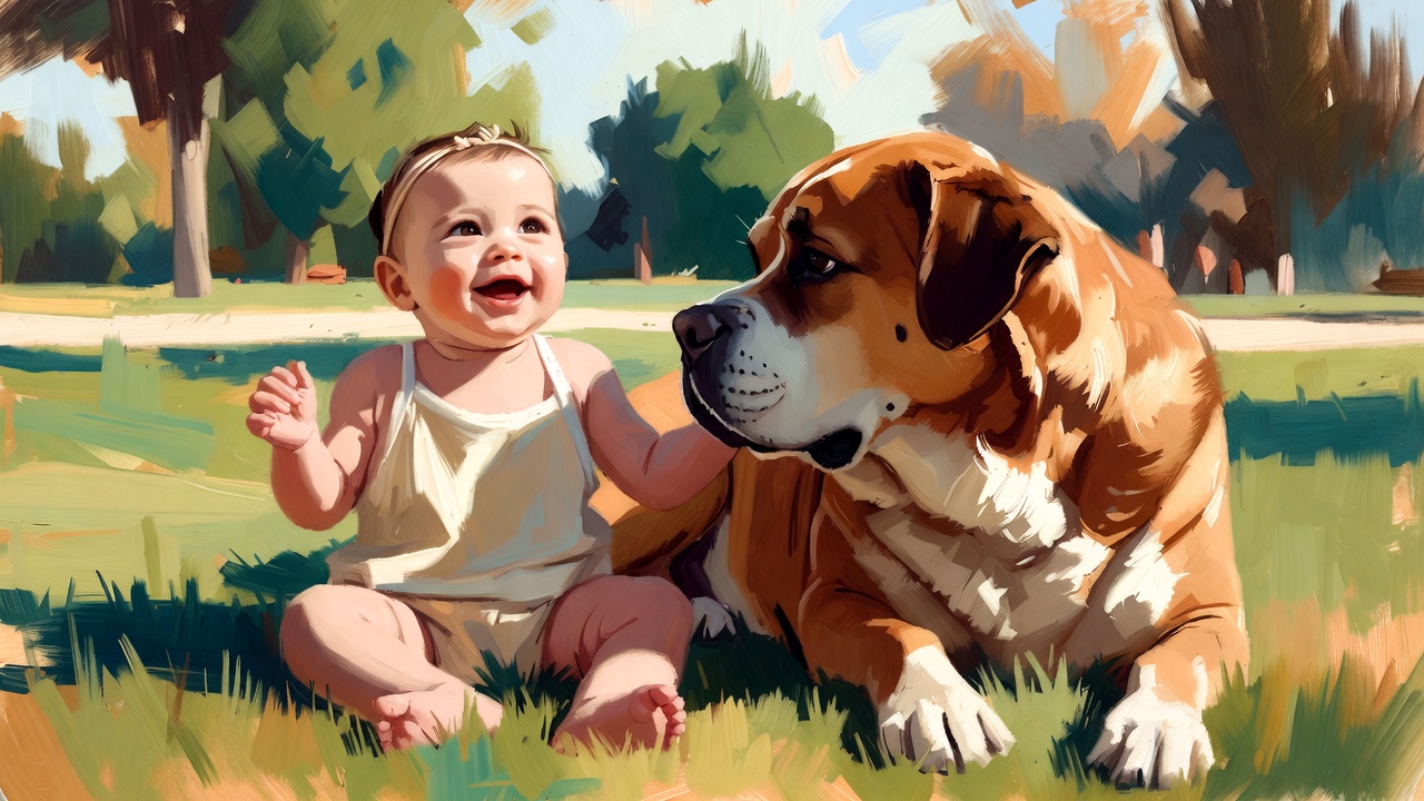 赤ちゃんと愛犬