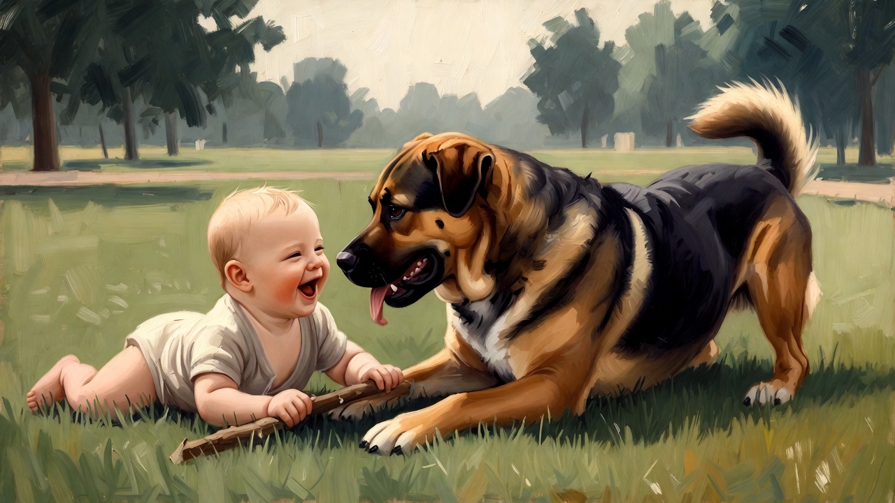 赤ちゃんと愛犬