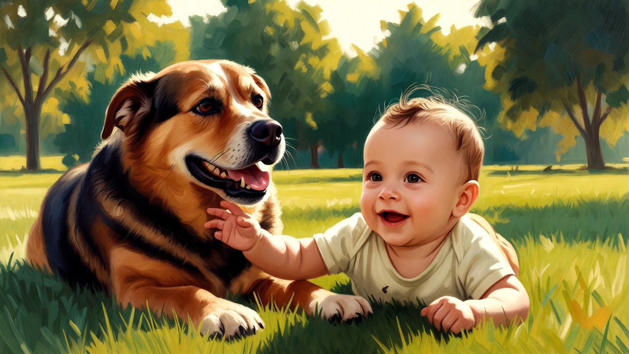 赤ちゃんと愛犬