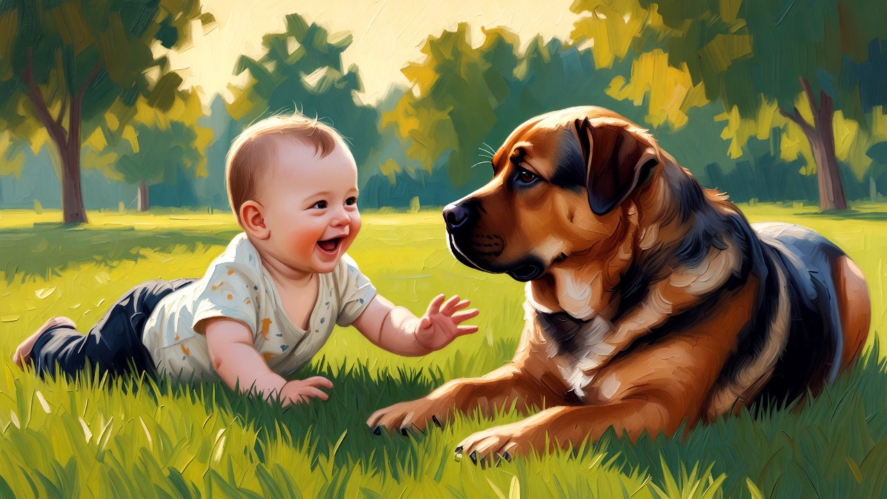 赤ちゃんと愛犬