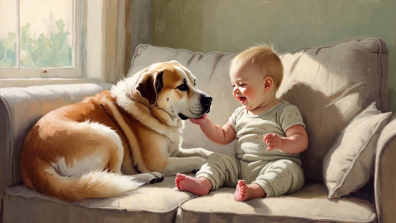 赤ちゃんと愛犬