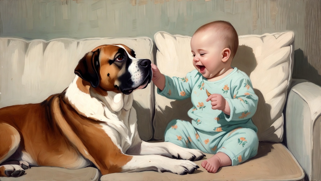 赤ちゃんと愛犬