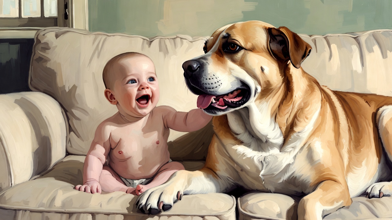 赤ちゃんと愛犬