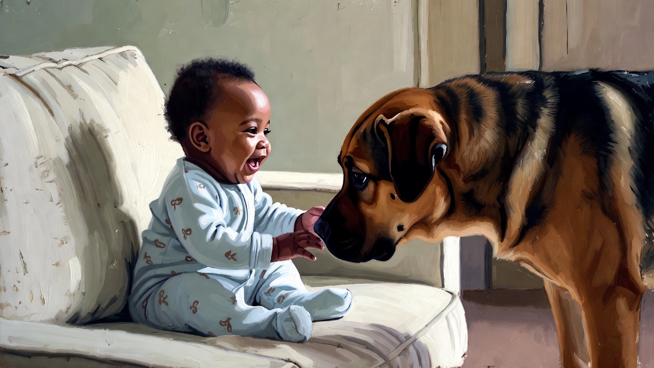 赤ちゃんと愛犬