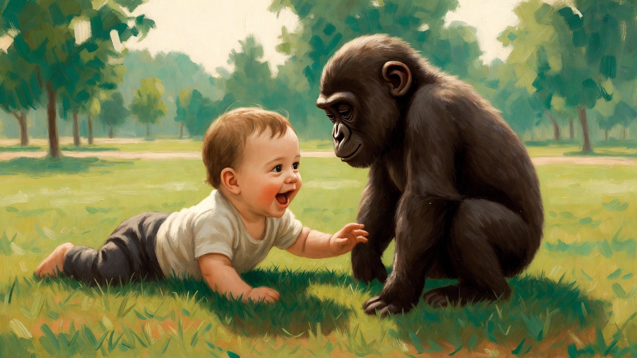 赤ちゃんとゴリラ