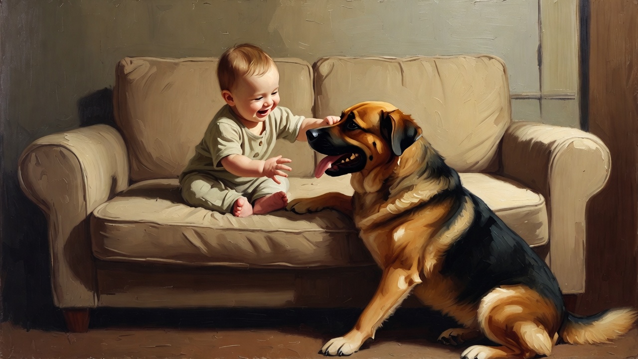 赤ちゃんと愛犬