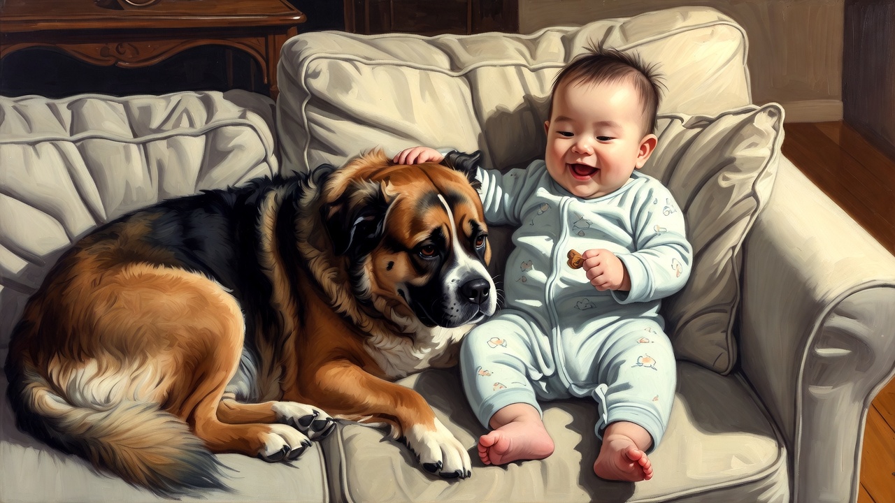 赤ちゃんと愛犬