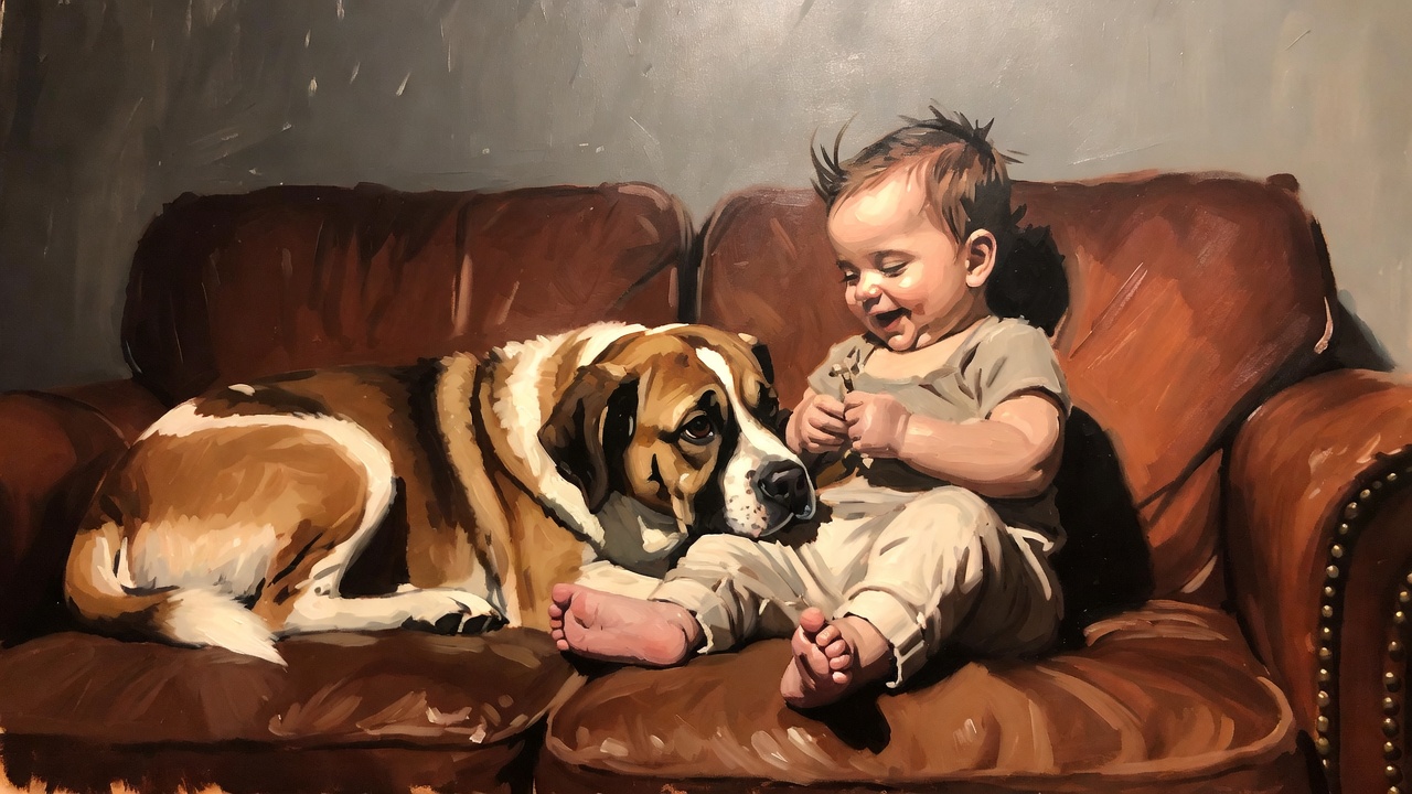 赤ちゃんと愛犬