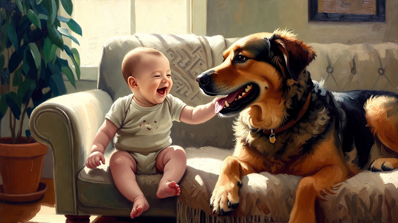 赤ちゃんと愛犬