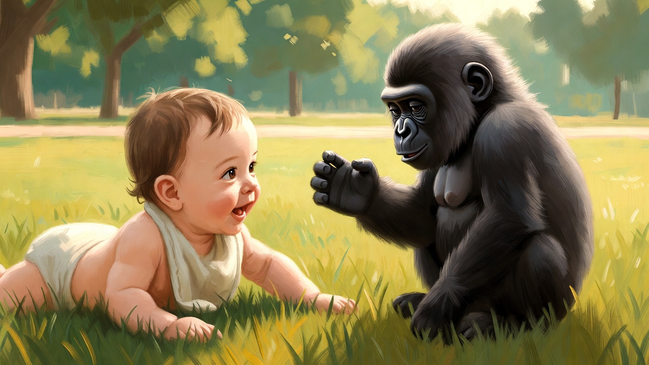 赤ちゃんとゴリラ